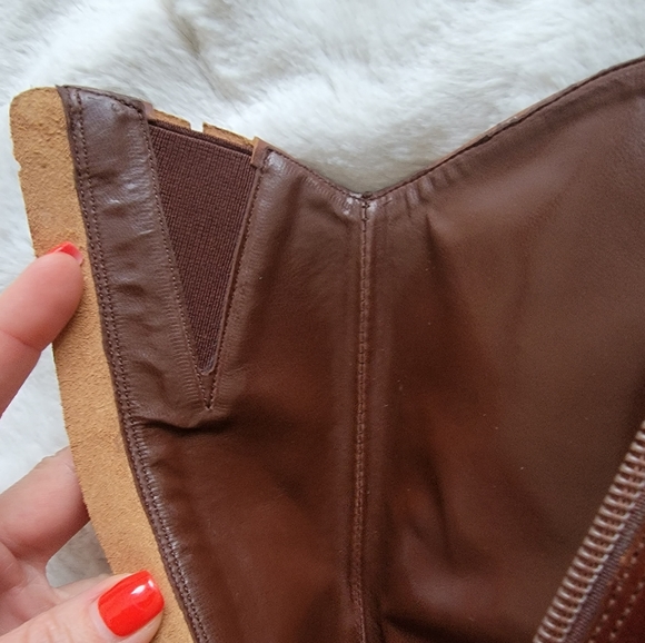 NEW Matisse Western Embossed Zip Up Brown Leather Cowboy Boots - Picture 3 of 16